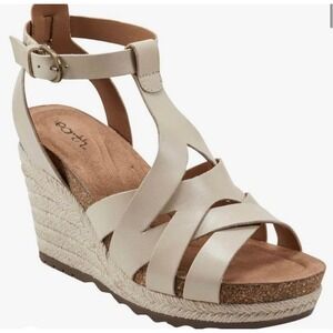 NEW Earth Malera Espadrille‎ Wedge Sandals Ankle Strap Platform Neutral Size 6M